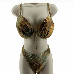 Endless Sun Metallic Animal Print Bikini Womens Medium